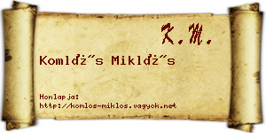 Komlós Miklós névjegykártya